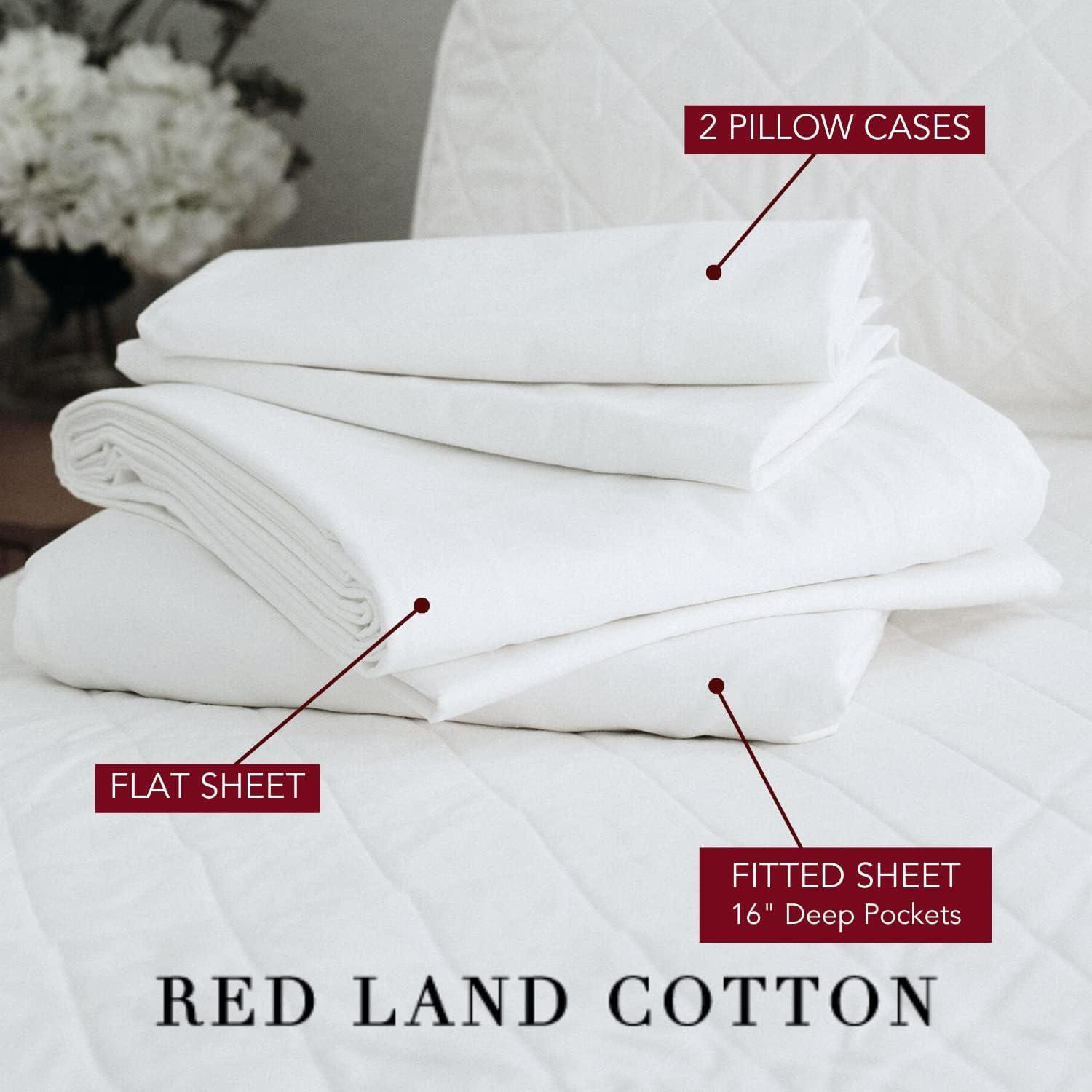 White Queen Cotton Percale Deep Pocket Sheet Set