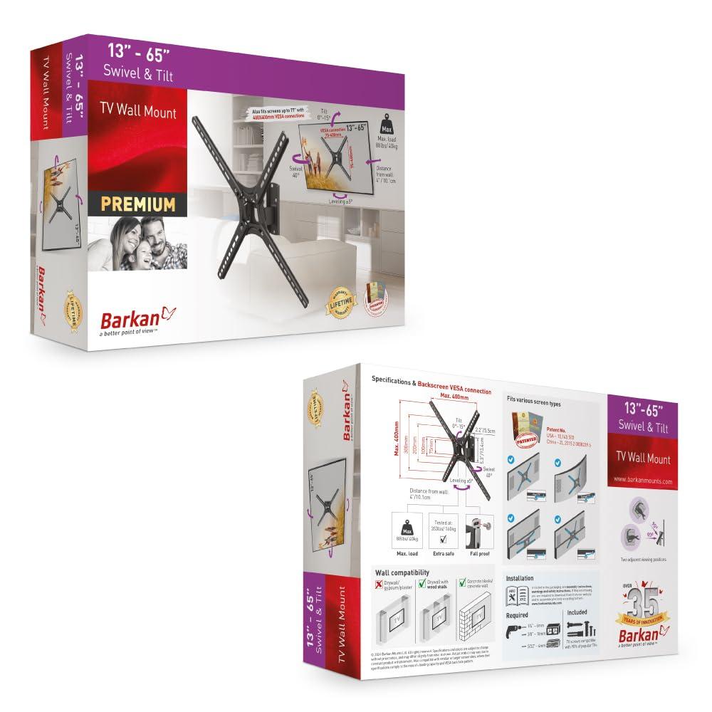 Barkan 13" - 65" Swivel & Tilt TV Wall Mount