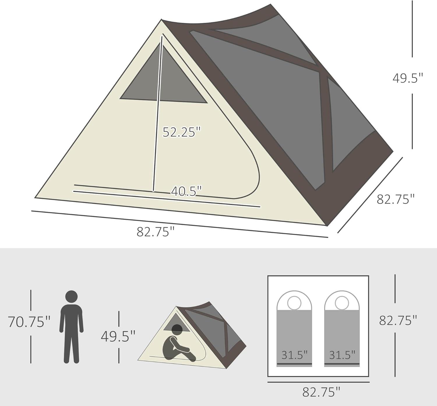 Beige 3-Person Pop-Up Tent with Carry Bag and Screen House