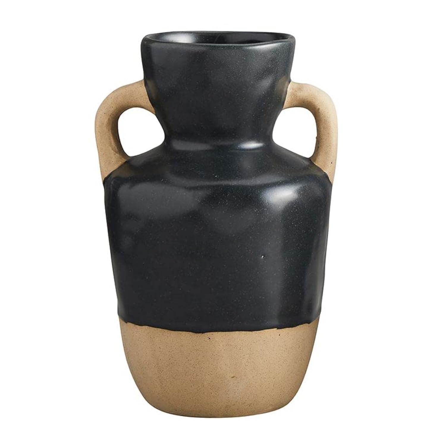 Large Black and Beige Ceramic Jug Vase for Table Décor