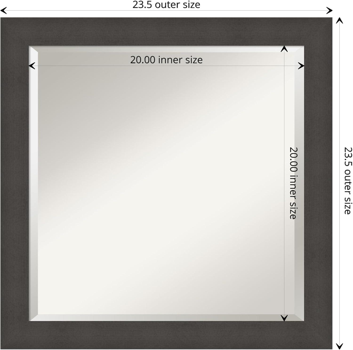 Amanti Art Beveled Bathroom Wall Mirror - Brushed Pewter Frame - Brushed Pewter Outer Size: 24 x 24 in