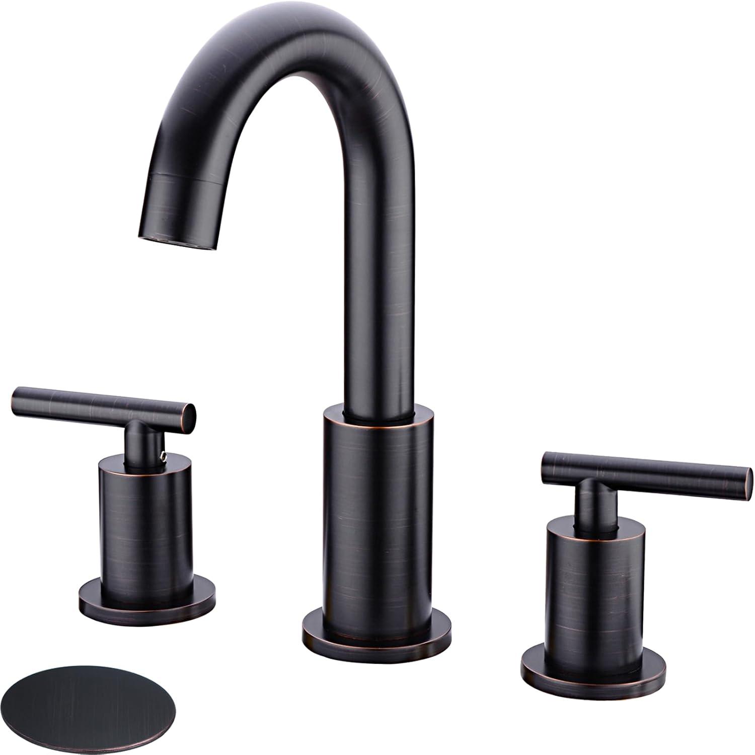 Oil Rubbed Bronze 8-Inch Widespread Double Handle Bathroom Faucet