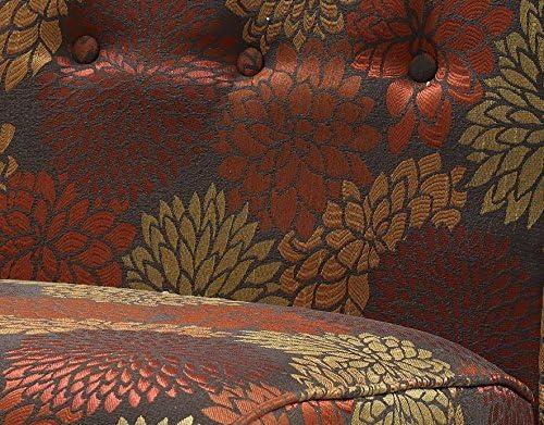 Linon Coco Harvest Upholstered Tufted Accent Chair in Rust/Orange Floral Fabric