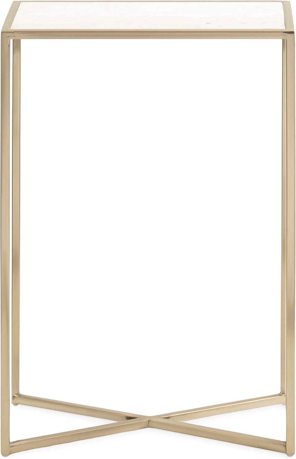 Kate and Laurel Jaspur Square Metal Drink Table, 7x7x21, Gold and White