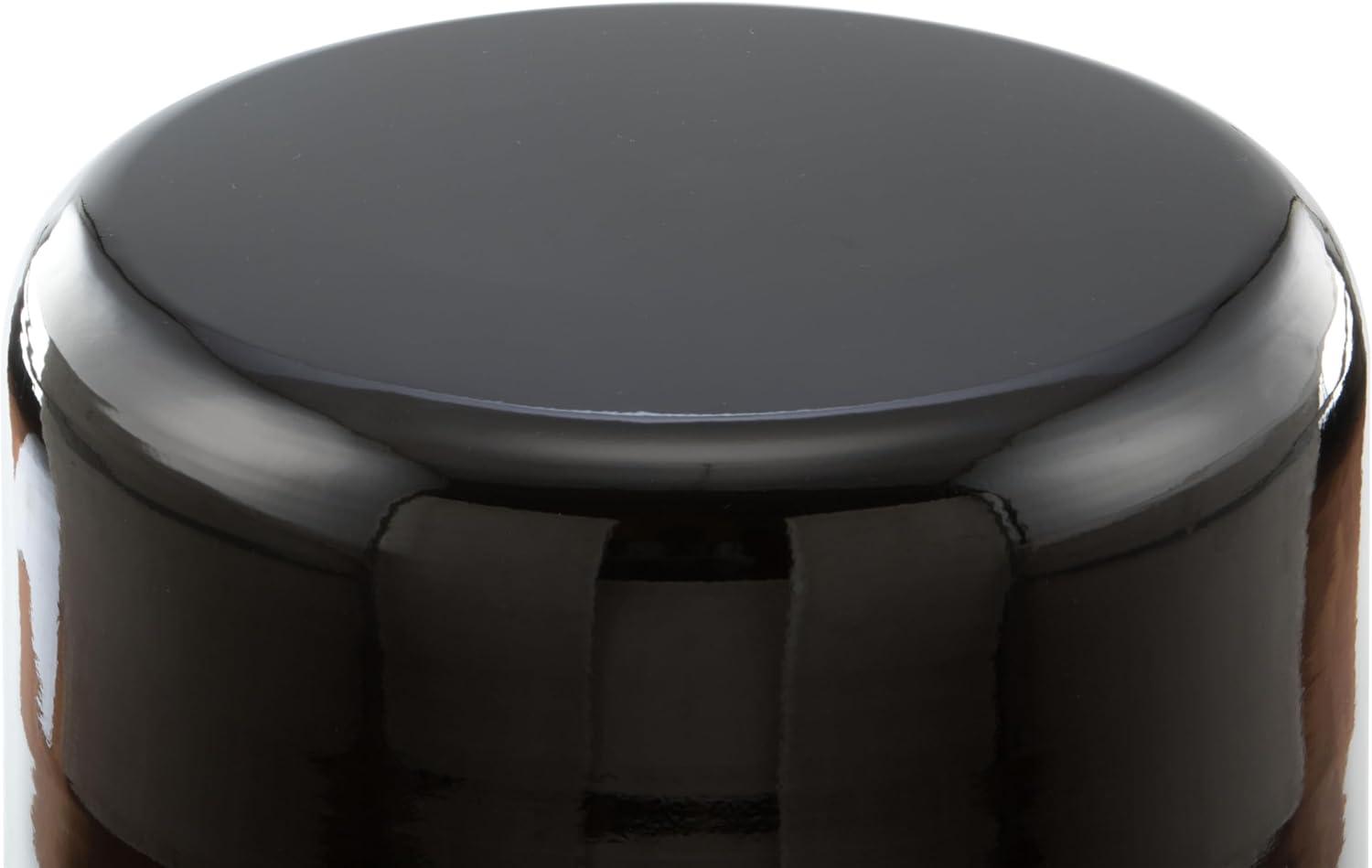 Elegant Noir 15.5" Black & Gold Round Metal Side Table