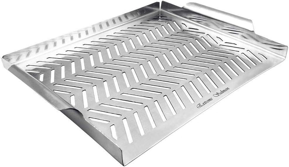 Rectangular Stainless Steel BBQ Grill Pan with Handles