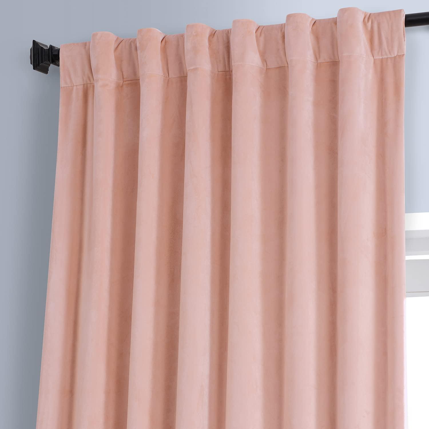 Apricot Blossom Velvet Blackout Curtain Panel, 50" x 108"