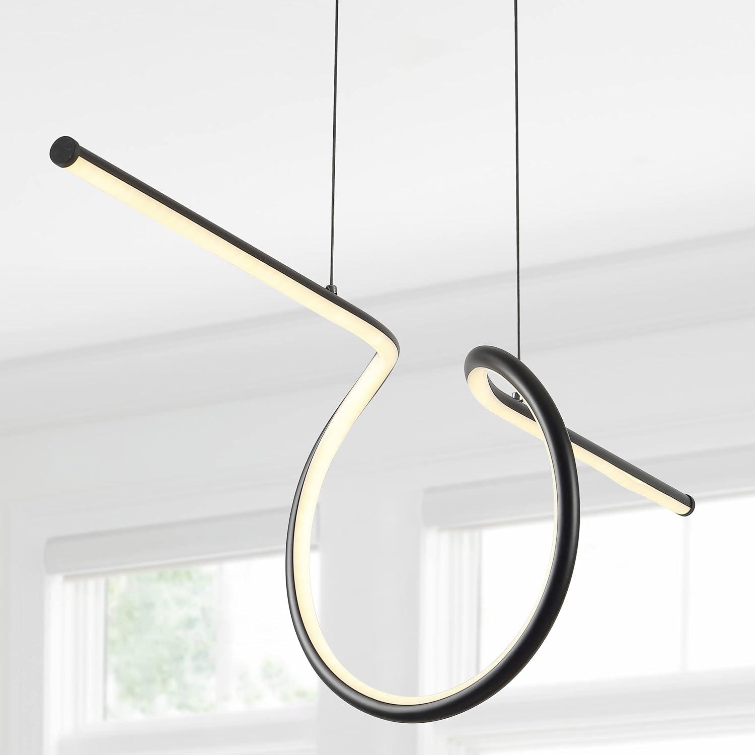 Ali 34.5" Matte Black Modern LED Metal Linear Pendant