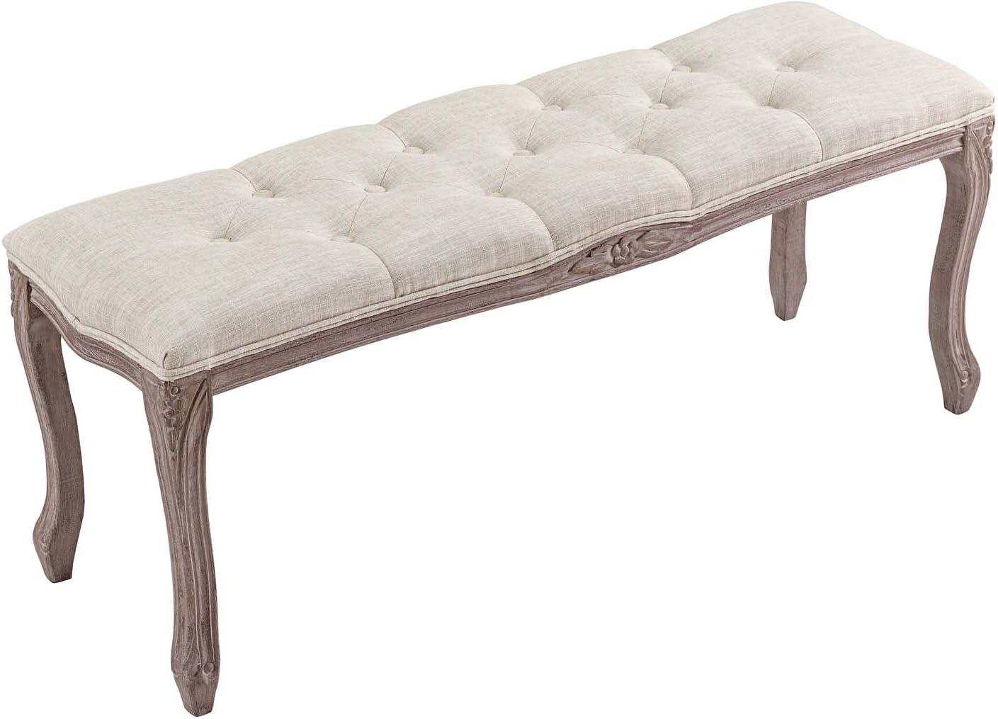 Modway Regal Vintage French Upholstered Fabric Bench