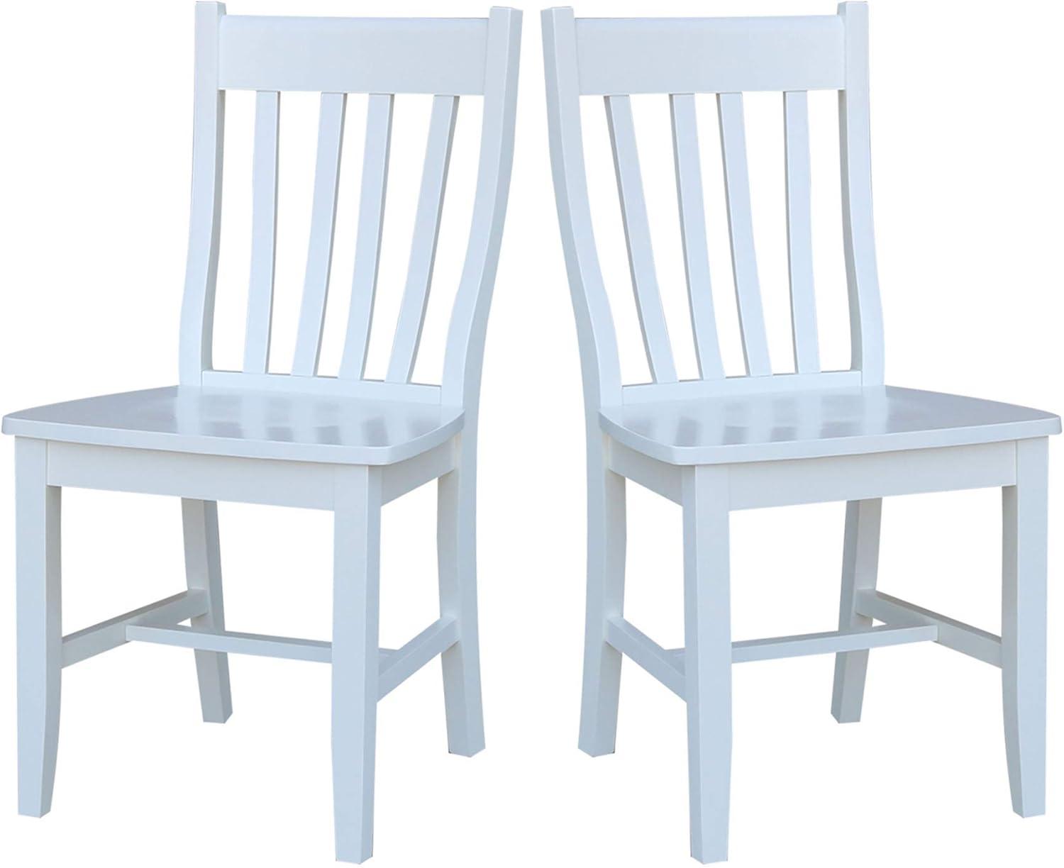 Elegant White Solid Wood High Slat Side Chairs, Set of 2