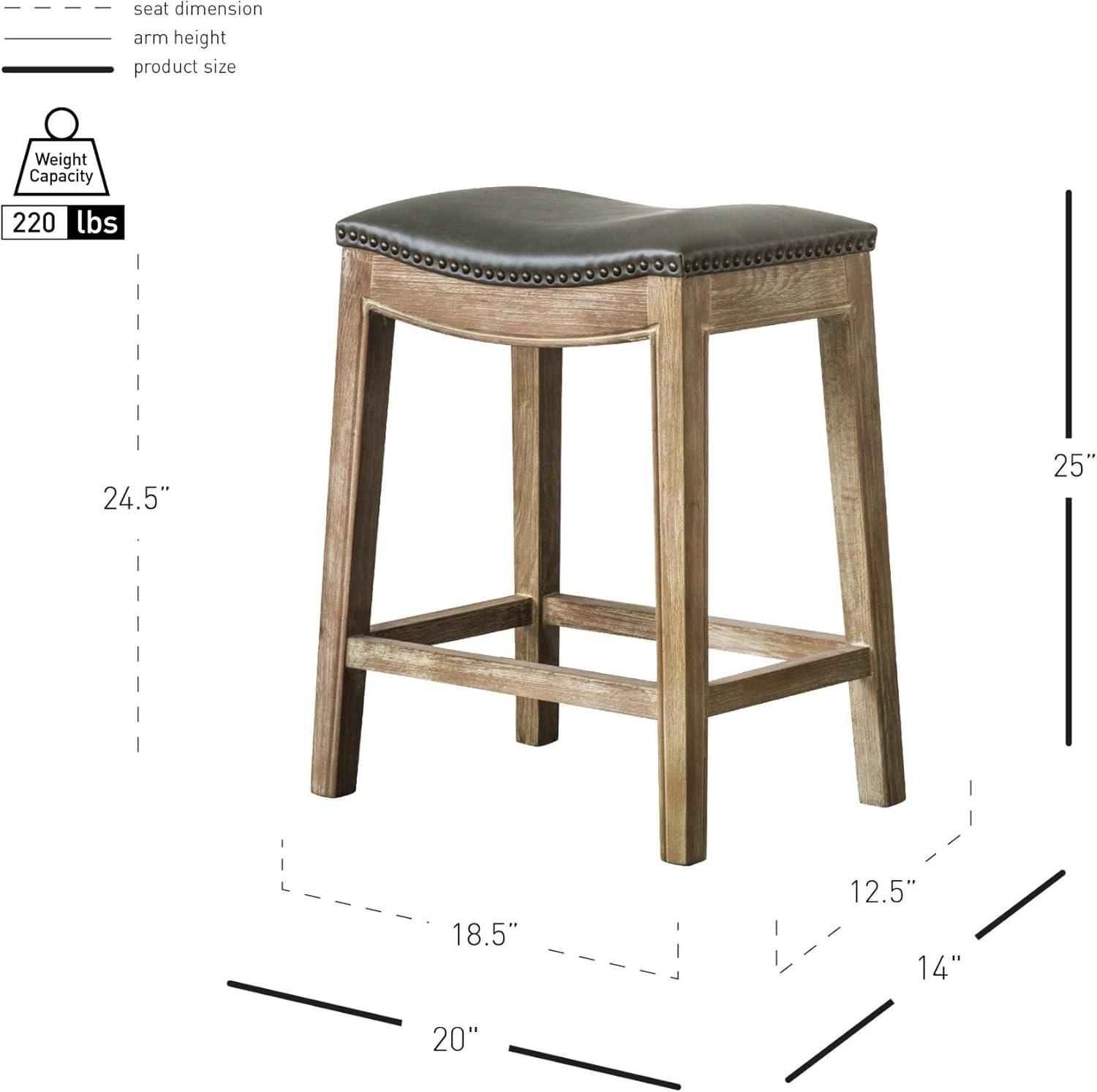 Elmo Bonded Leather Counter Stool Weathered Smoke Legs, Vintage Gray