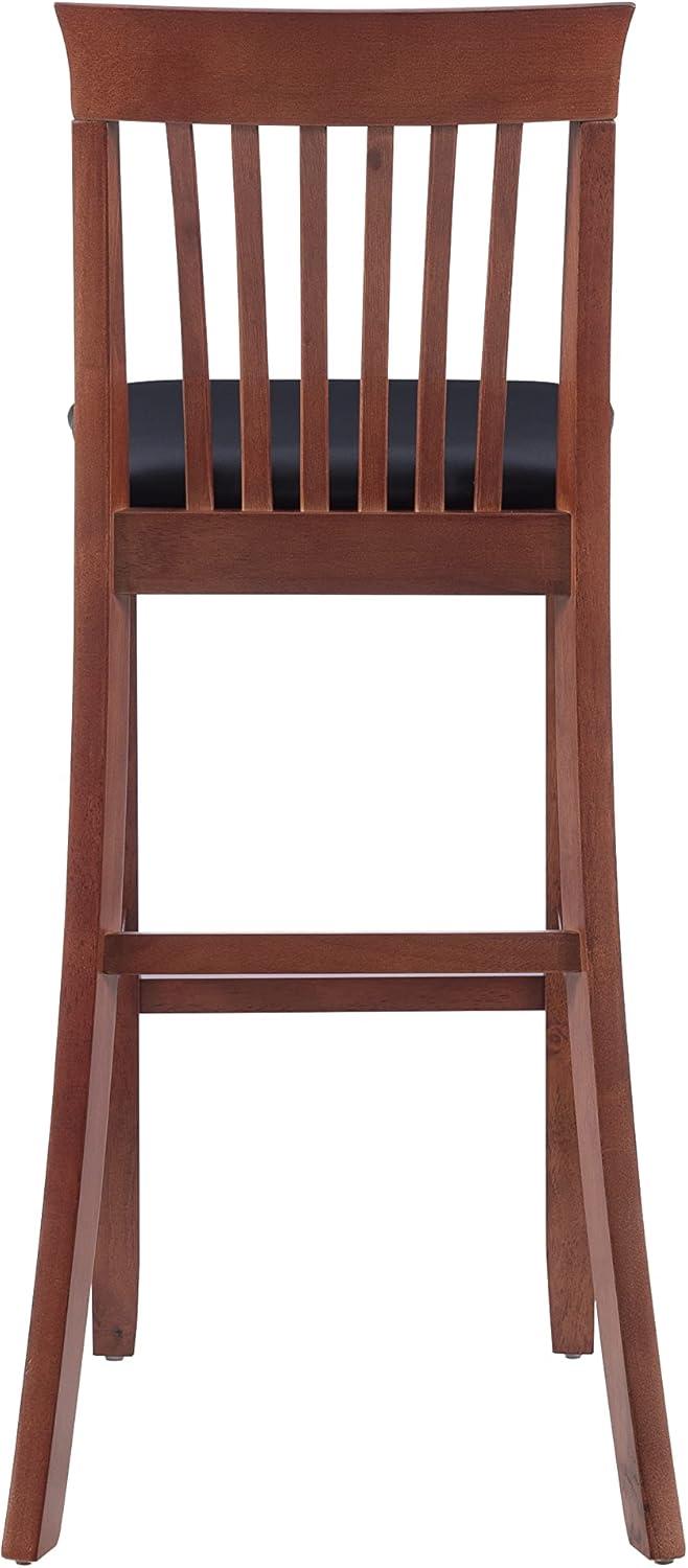 30" Torino Craftsman Padded Seat Barstool Hardwood/Dark Cherry - Linon: Rubberwood, 31" High
