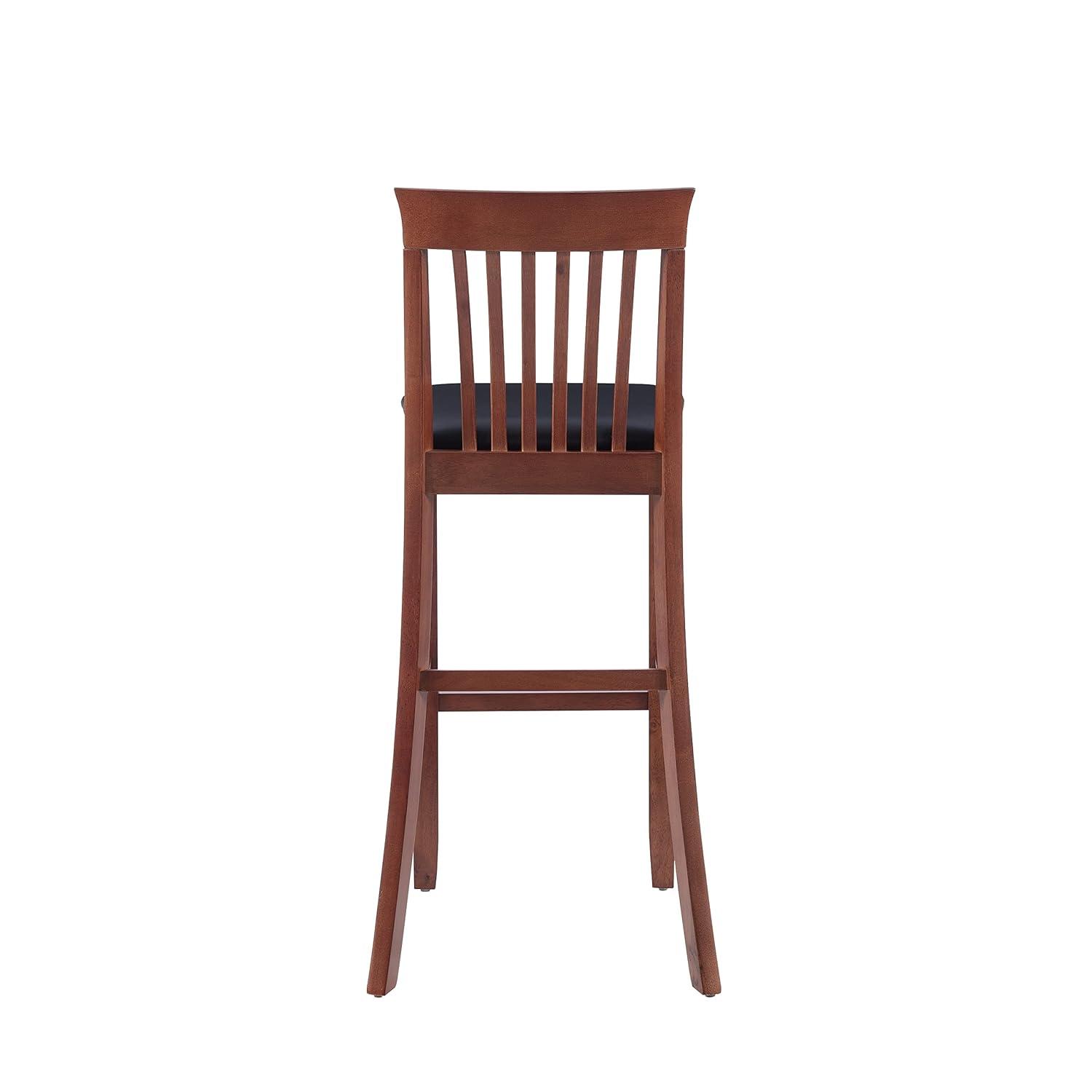 30" Torino Craftsman Padded Seat Barstool Hardwood/Dark Cherry - Linon: Rubberwood, 31" High
