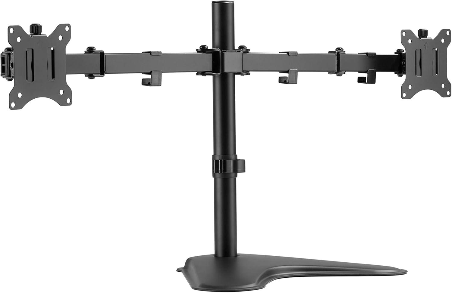 Black Steel Dual Monitor Articulating Desktop Stand