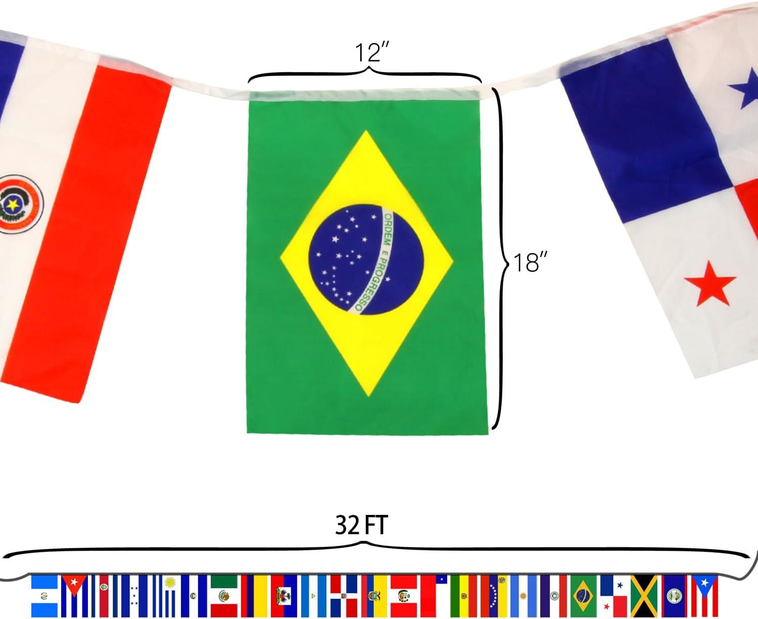 Anley Latin America 23 Countries String Flags - Assorted Latino Flag Banners for Heritage Hispanic Month International Events Conference Party Decoration Sports Bars - 32 Ft 23 Flags