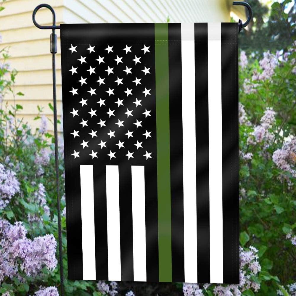 ANLEY Double Sided Premium Garden Flag, Thin Green Line USA Decorative Garden Flags 18 x 12.5 Inch