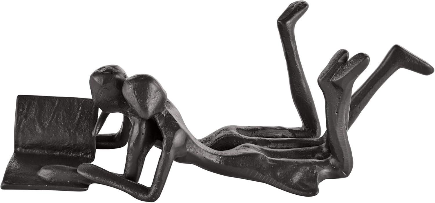 Danya B Brown Cast Iron Abstract Couple Reading Book Together Sculpture - Tabletop Figurine For Desks or Shelves