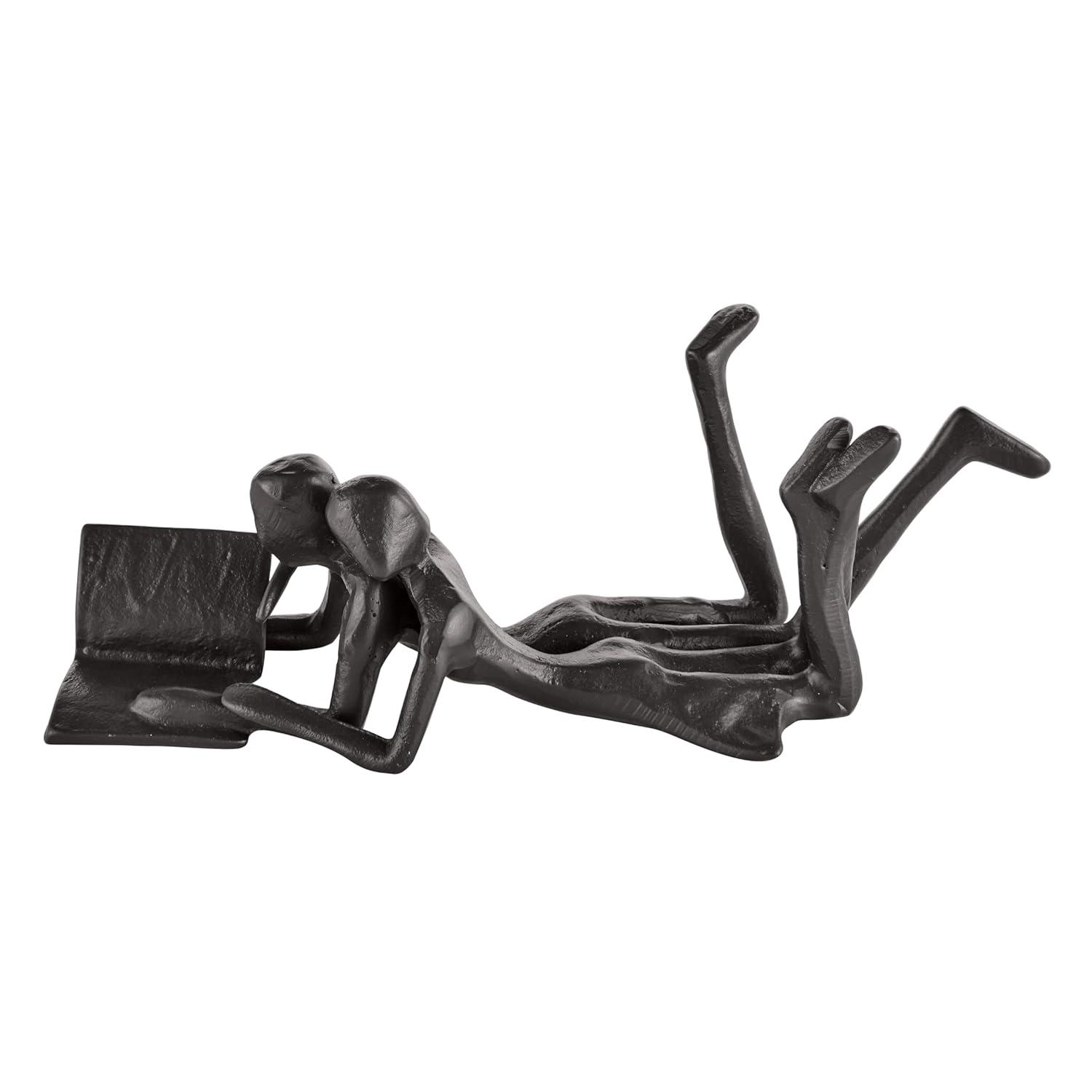 Danya B Brown Cast Iron Abstract Couple Reading Book Together Sculpture - Tabletop Figurine For Desks or Shelves