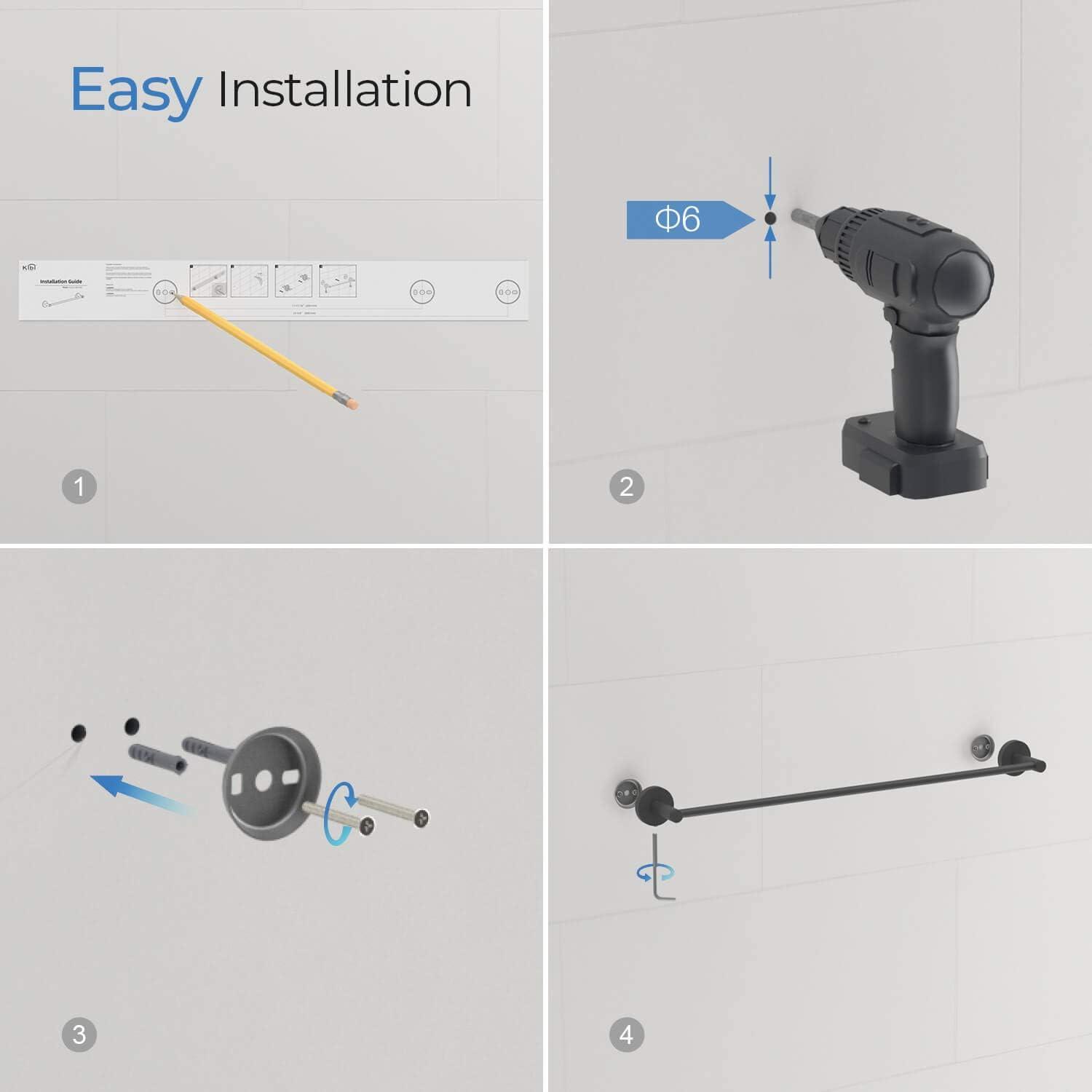 KIBI C-KBA14-4BG Circular 4 - Piece Bathroom Hardware Set
