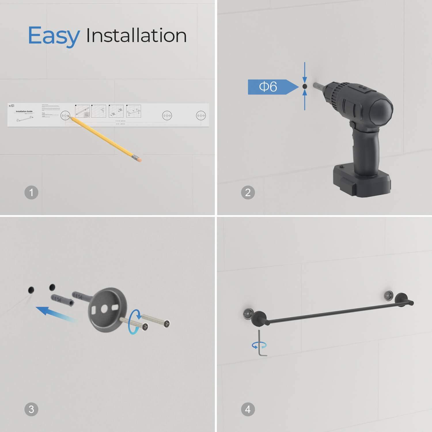 KIBI C-KBA14-4BG Circular 4 - Piece Bathroom Hardware Set