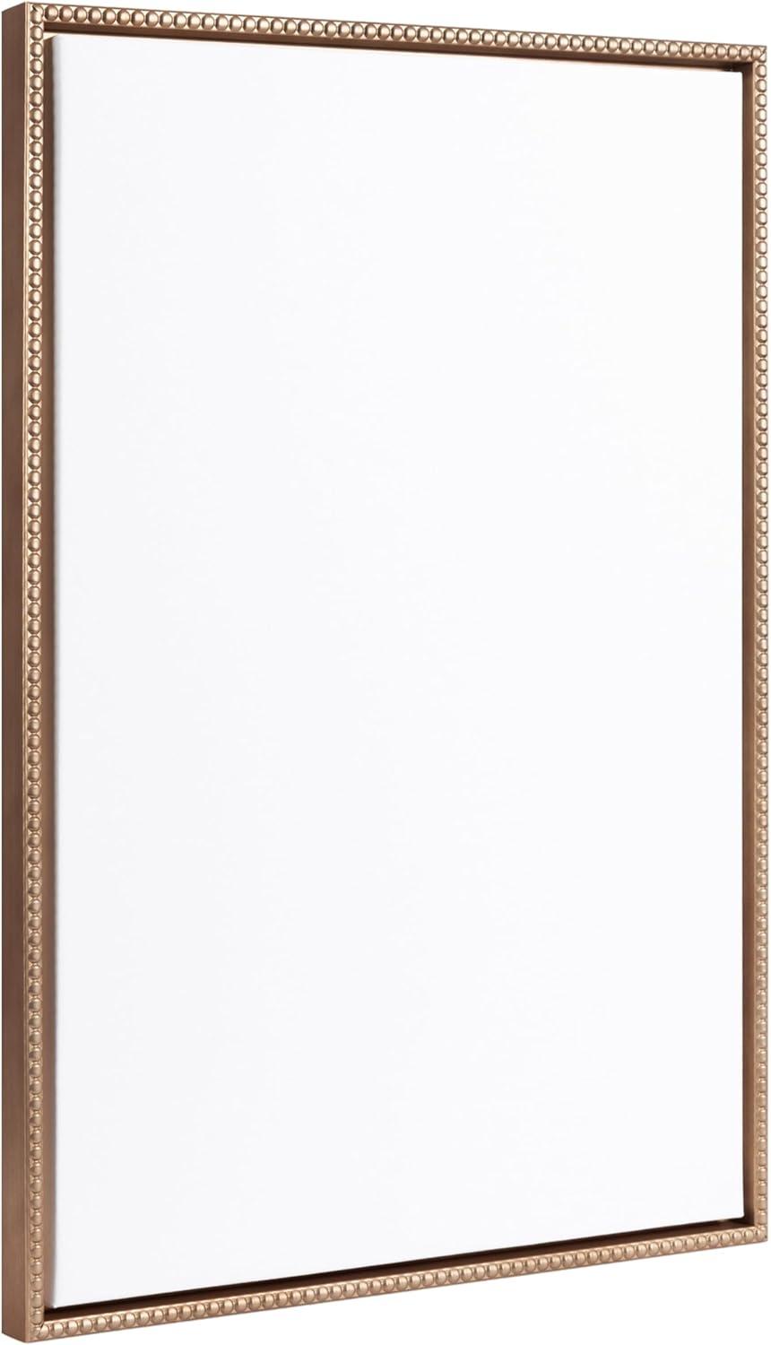 Kate & Laurel All Things Decor 23"x33" Sylvie Beaded Blank Vintage Framed Canvas Wall Art Gold: Transitional Style, Beaded Plastic Frame