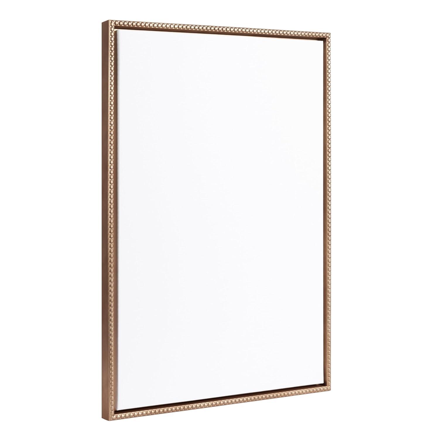 Kate & Laurel All Things Decor 23"x33" Sylvie Beaded Blank Vintage Framed Canvas Wall Art Gold: Transitional Style, Beaded Plastic Frame