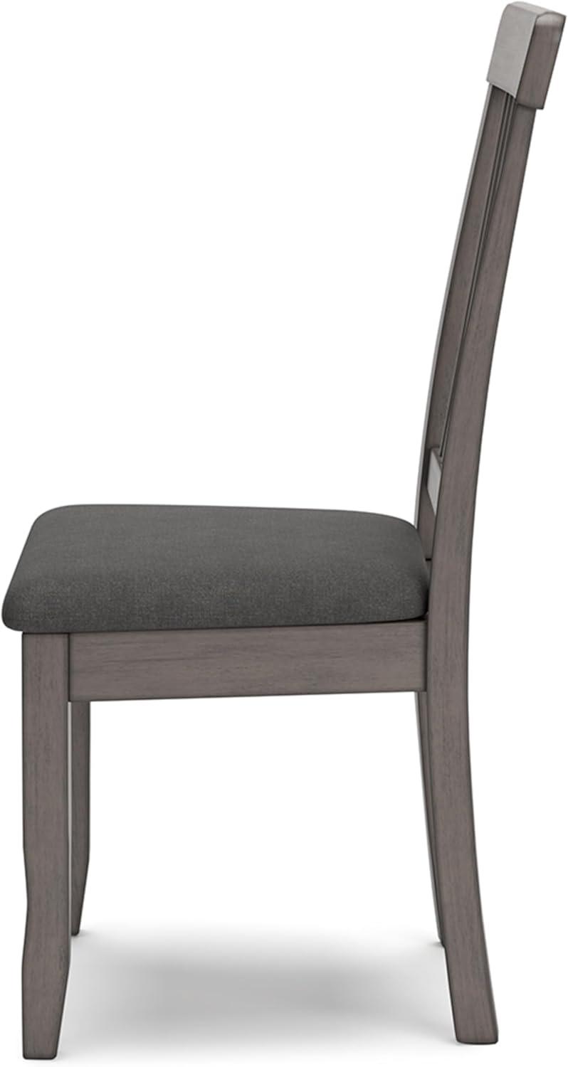 Gray Upholstered Wood Slat Back Side Chair Set