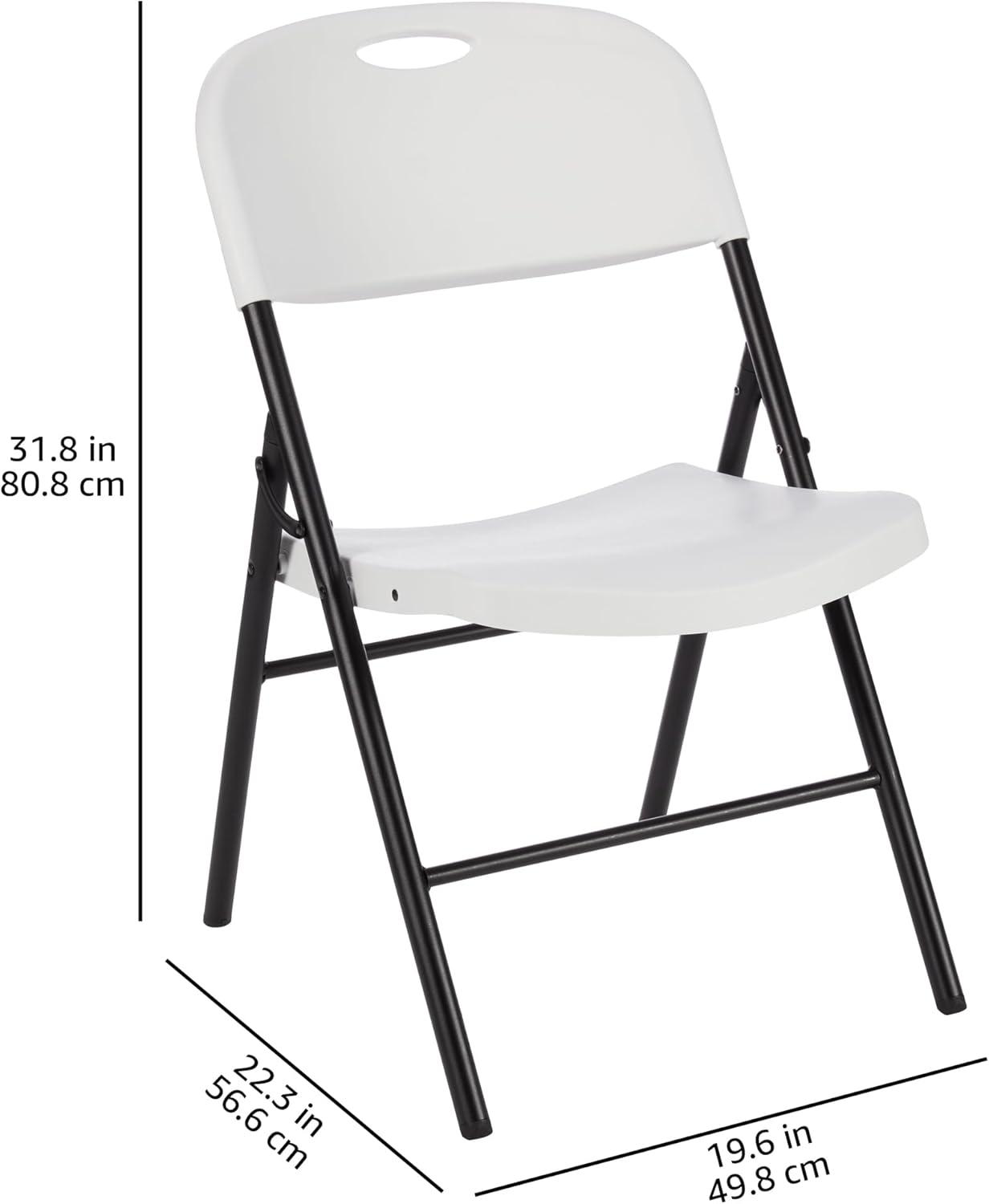 UBesGoo 2 Pack Folding Chair, Plastic Folding Chair for Indoor and Outdoor, Steel Frame Portable Chairs, Easy to Carry, White