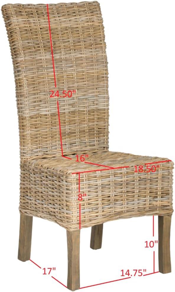 Quaker 19" H Rattan Side Chair (Set of 2) - FOX6521 - Natural Unfinished/Rustic Grey - Safavieh Couture