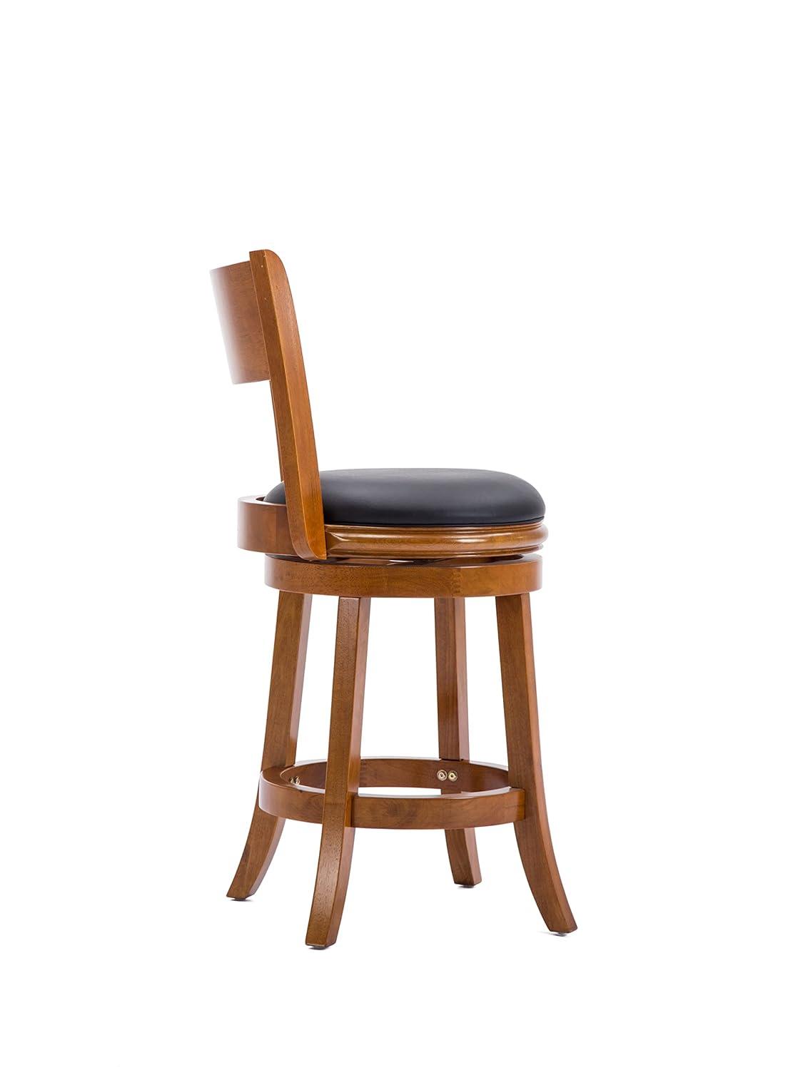 24" Palmetto Swivel Hardwood Counter Height Barstool Fruitwood - Boraam: Upholstered, Curved Back