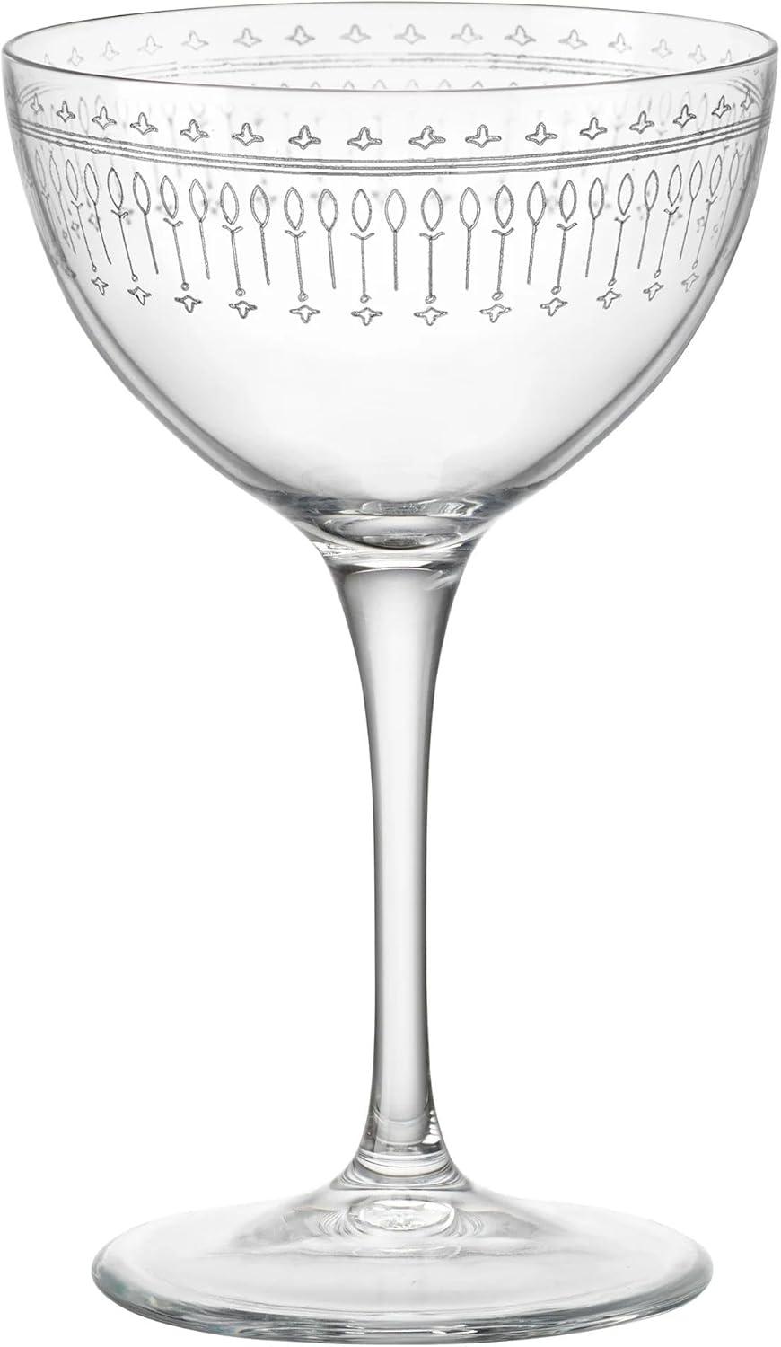 Bormioli Rocco Bartender 8 oz. Novecento Art Deco Martini Cocktail Glasses (Set of 6)