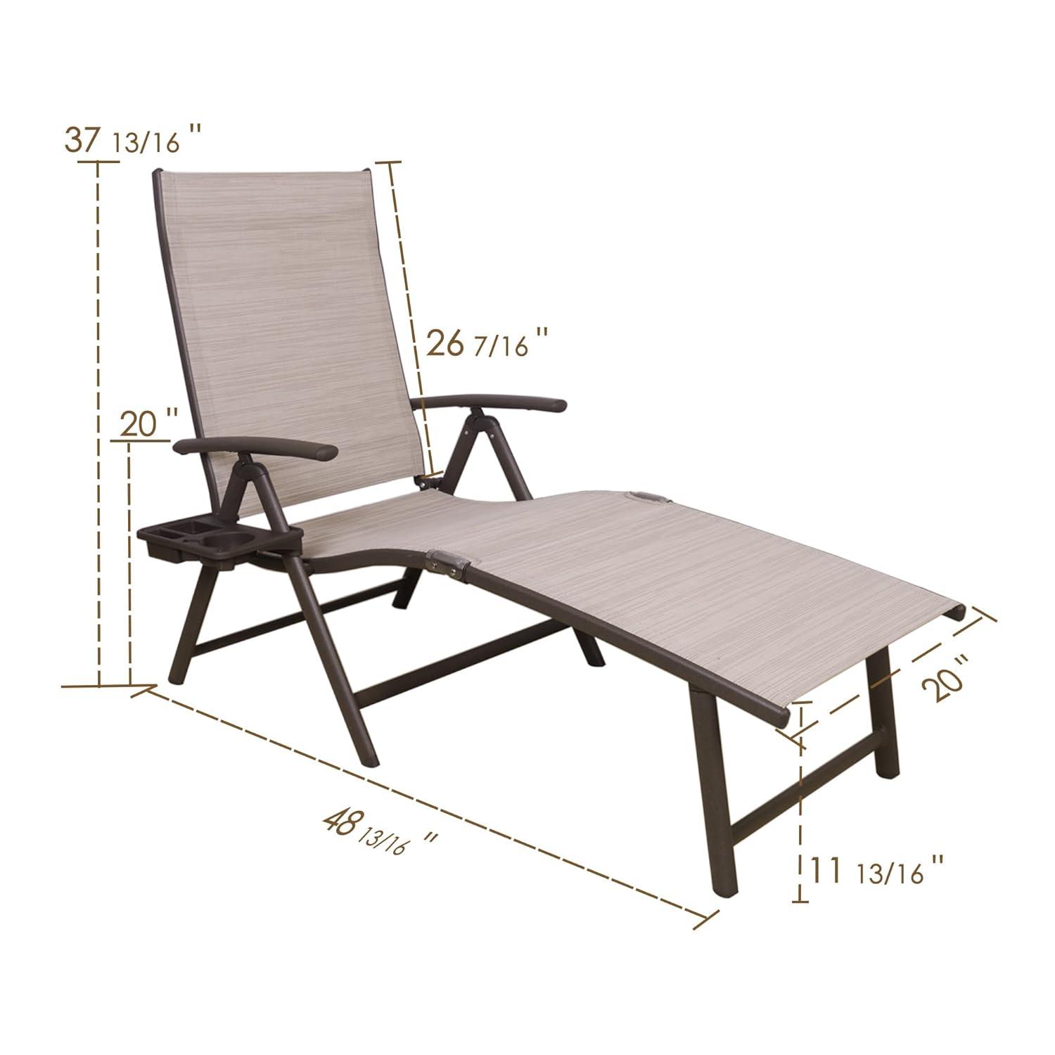 Kozyard Cozy Aluminum Reclining Lounge Chair - Perfect for Beach, Yard, Pool, Deck, and Patio - Outdoor Chaise Lounge with Drink Holder, Weather Free, Adjustable - Assemble-Free(1 Pack, Beige)