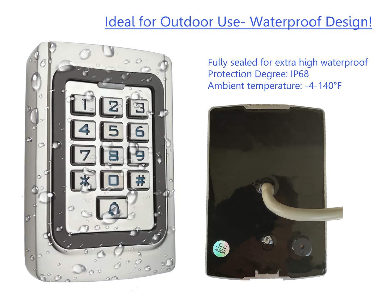 IP68 Waterproof Universal 12V 24VDC Metal Case Digital Wired Keypad for Garage Door, Gate Opener and Access Control Systems