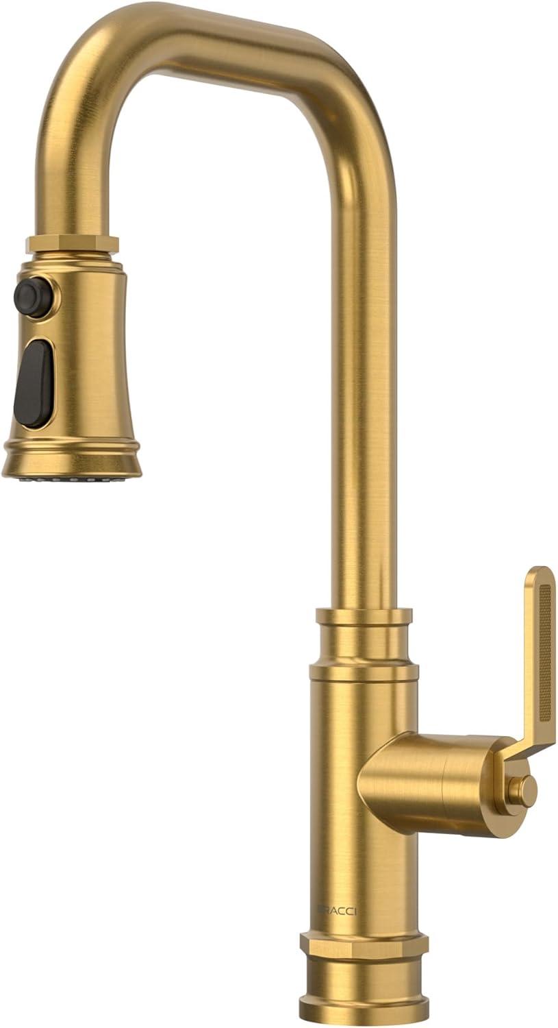 Brushed Gold Stainless Steel Pull-Out Spray Kitchen Faucet