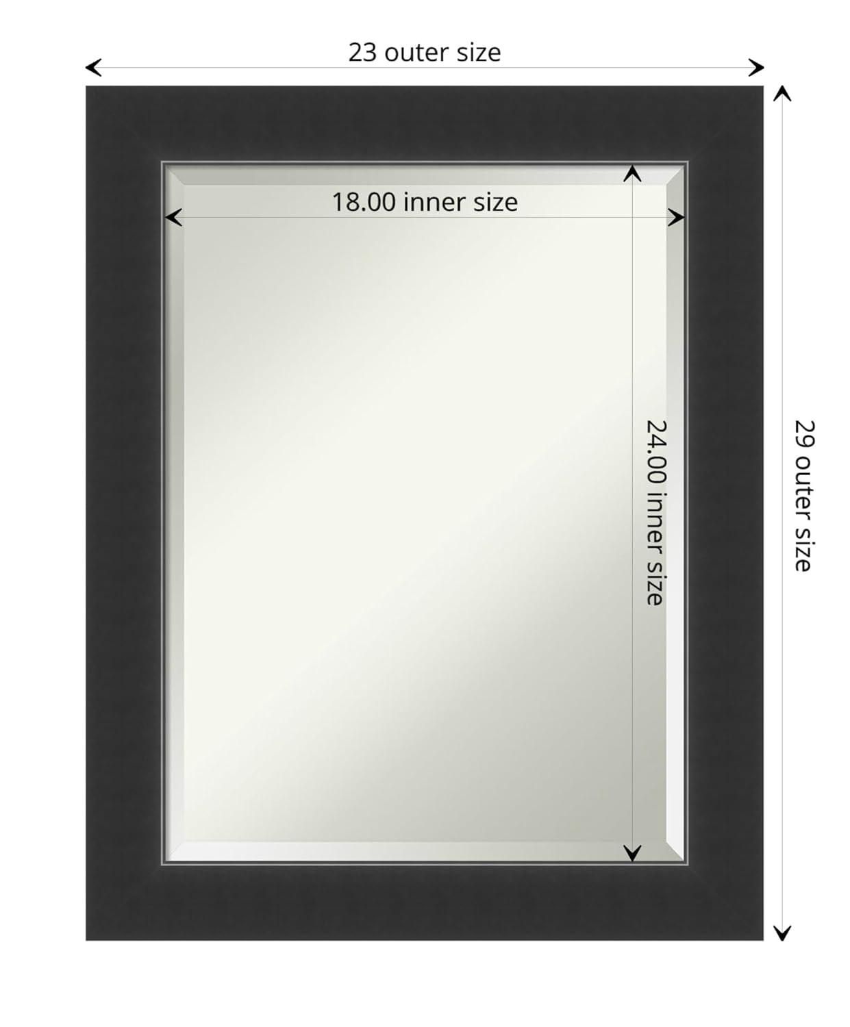 Amanti Art Beveled Wood Bathroom Wall Mirror - Corvino Black Frame Corvino Black Outer Size: 23 x 29 in