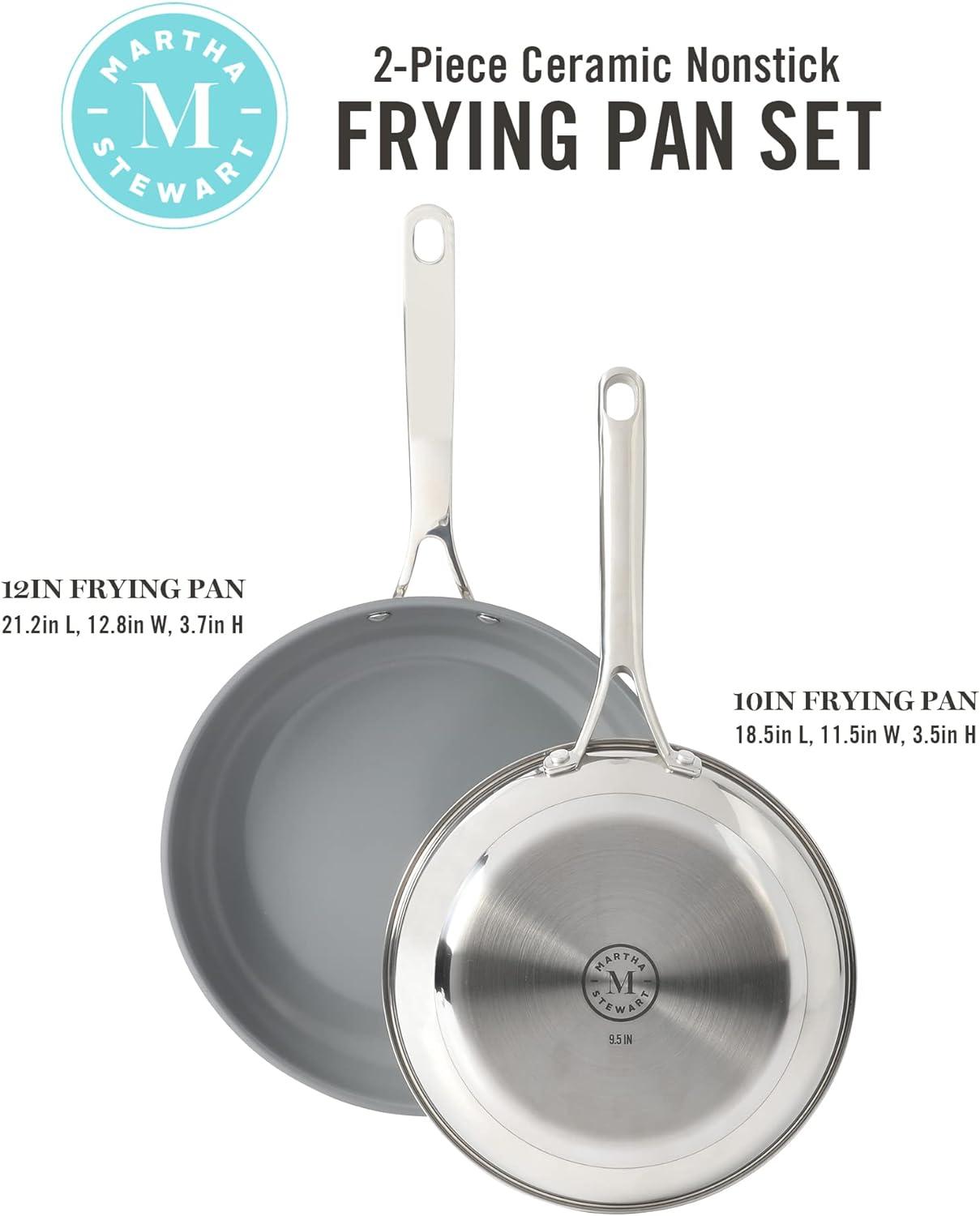 Stainless Steel Ceramic Nonstick 9.5" & 12" Fry Pan Set