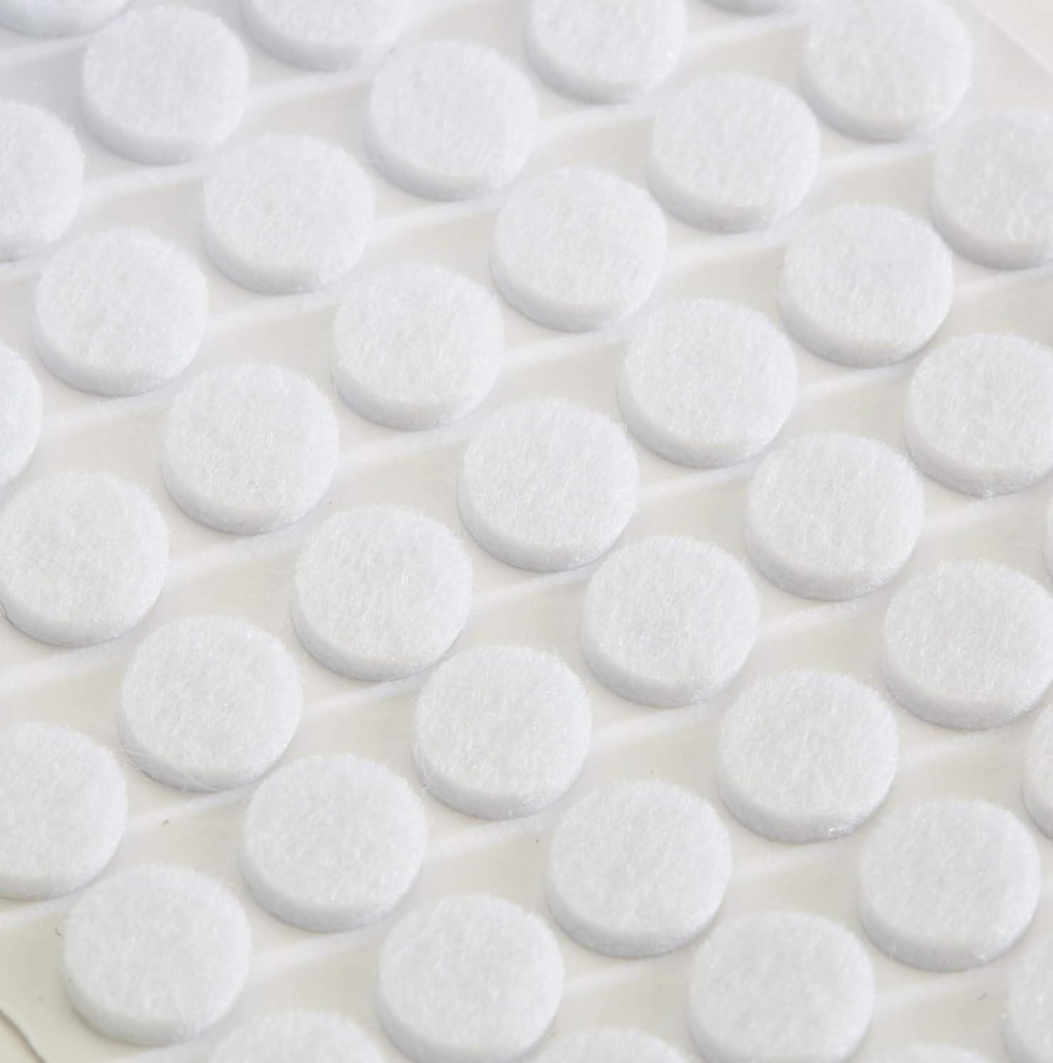White Round Self-Adhesive Felt Pad Bumpers, 3/8" Diameter, 1/8" Height, Pack of 168