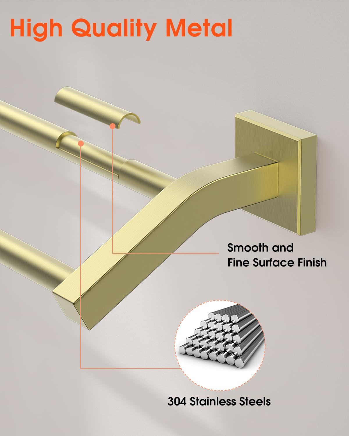 Alise Bath Double Towel Bars Towel Racks for Bathroom,Wall Mount Towel Holder Heavy Duty SUS304 Stainless Steel Towel Hanger Rail,GK9800-G Gold Finish 32-Inch