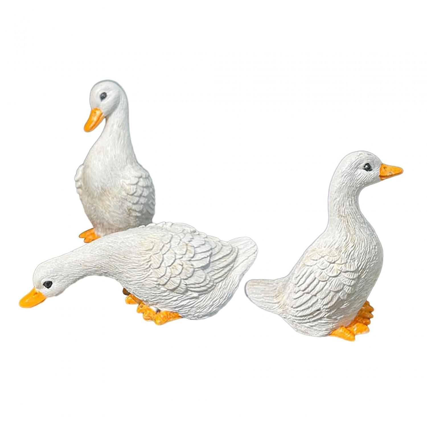 3x Resin Statues Desktop Ornaments Cute Garden Decor Duck Statues Home Decor for Farmhouse Indoors Courtyard Outside Outdoors