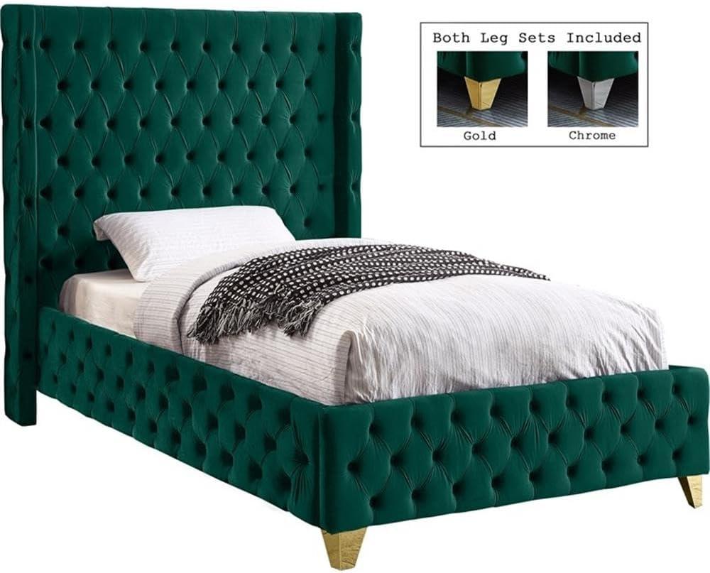 Meridian Furniture Savan Green Velvet King Bed