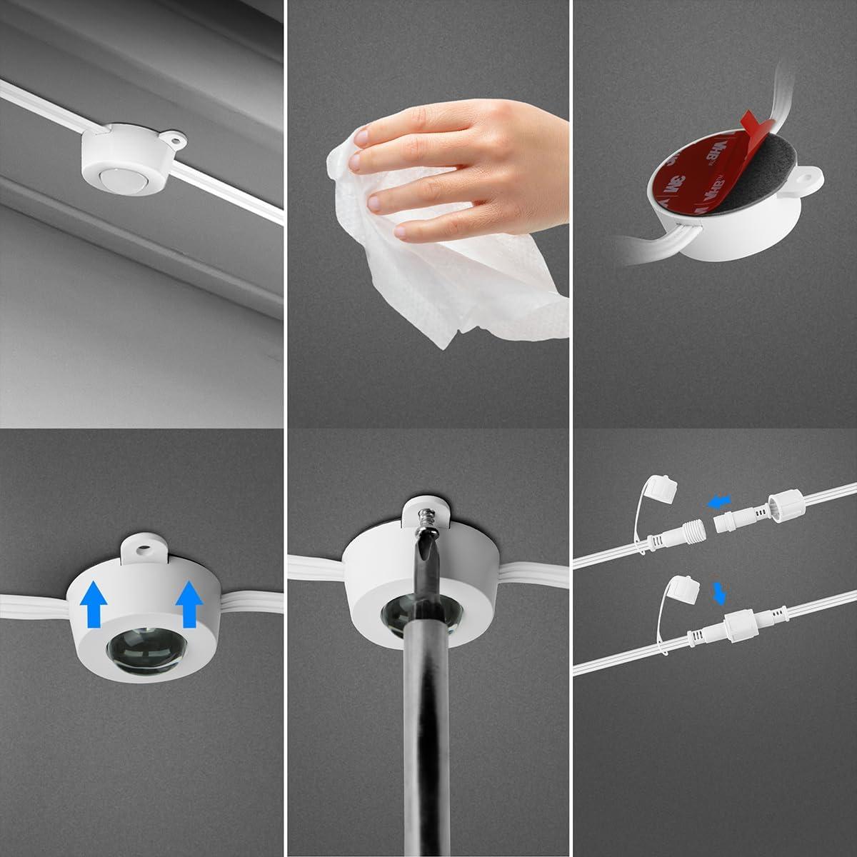 Feit Electric 100' Foot 60 Light RGBW Tunable White Permanent Outdoor String Light