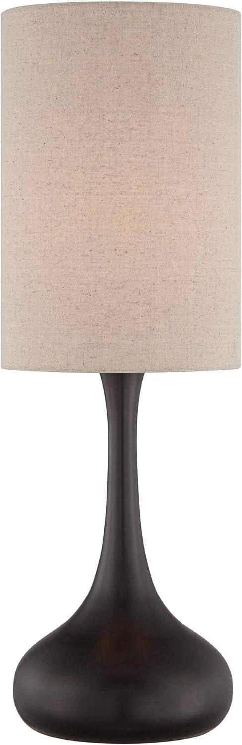 Mid-Century Modern Espresso Bronze Table Lamp with Tan Shade