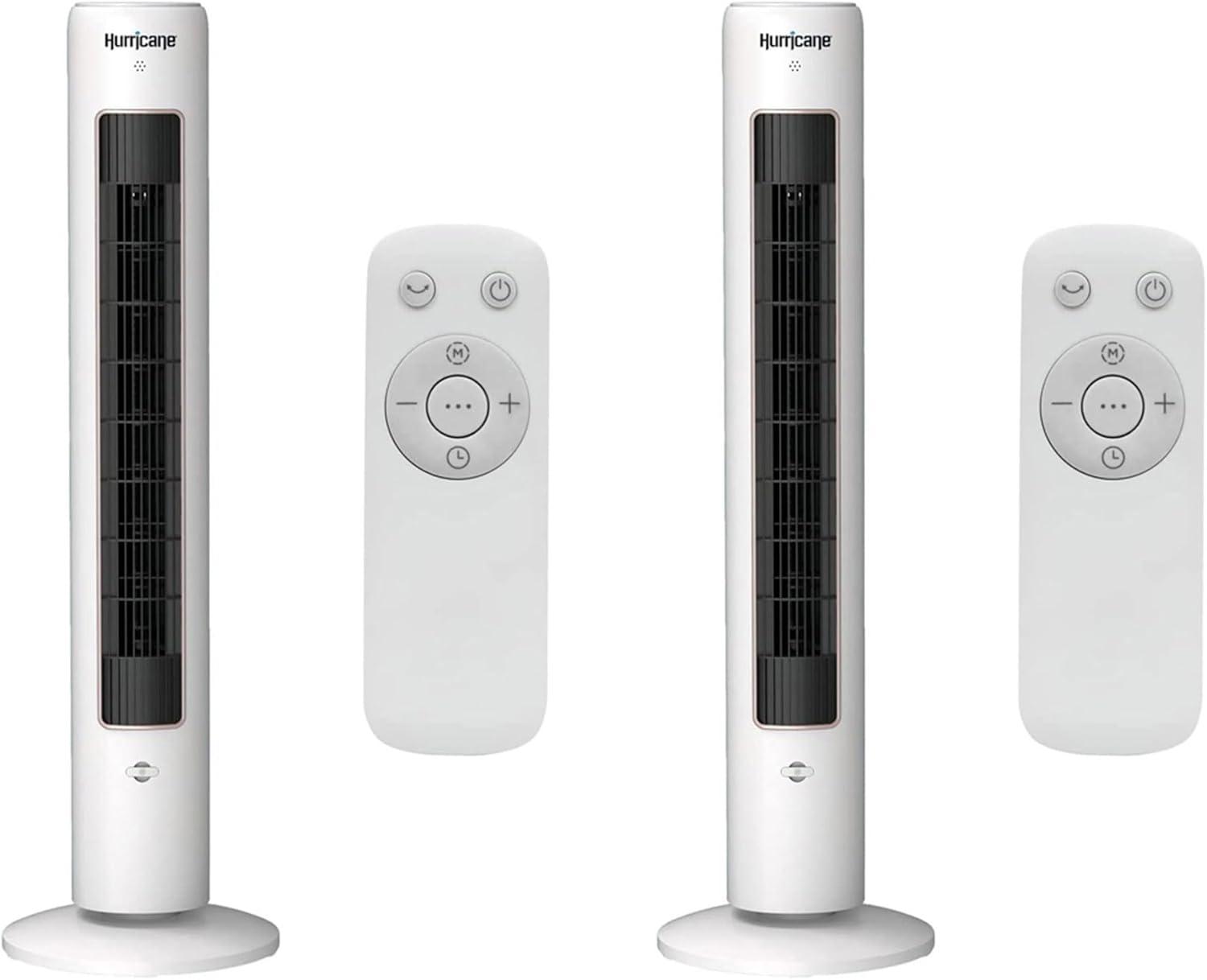 Hurricane Hurricane 40" Triple Action Air Enhancing Tower Fan and Diffuser, 2 Pack, White (Set of 2)