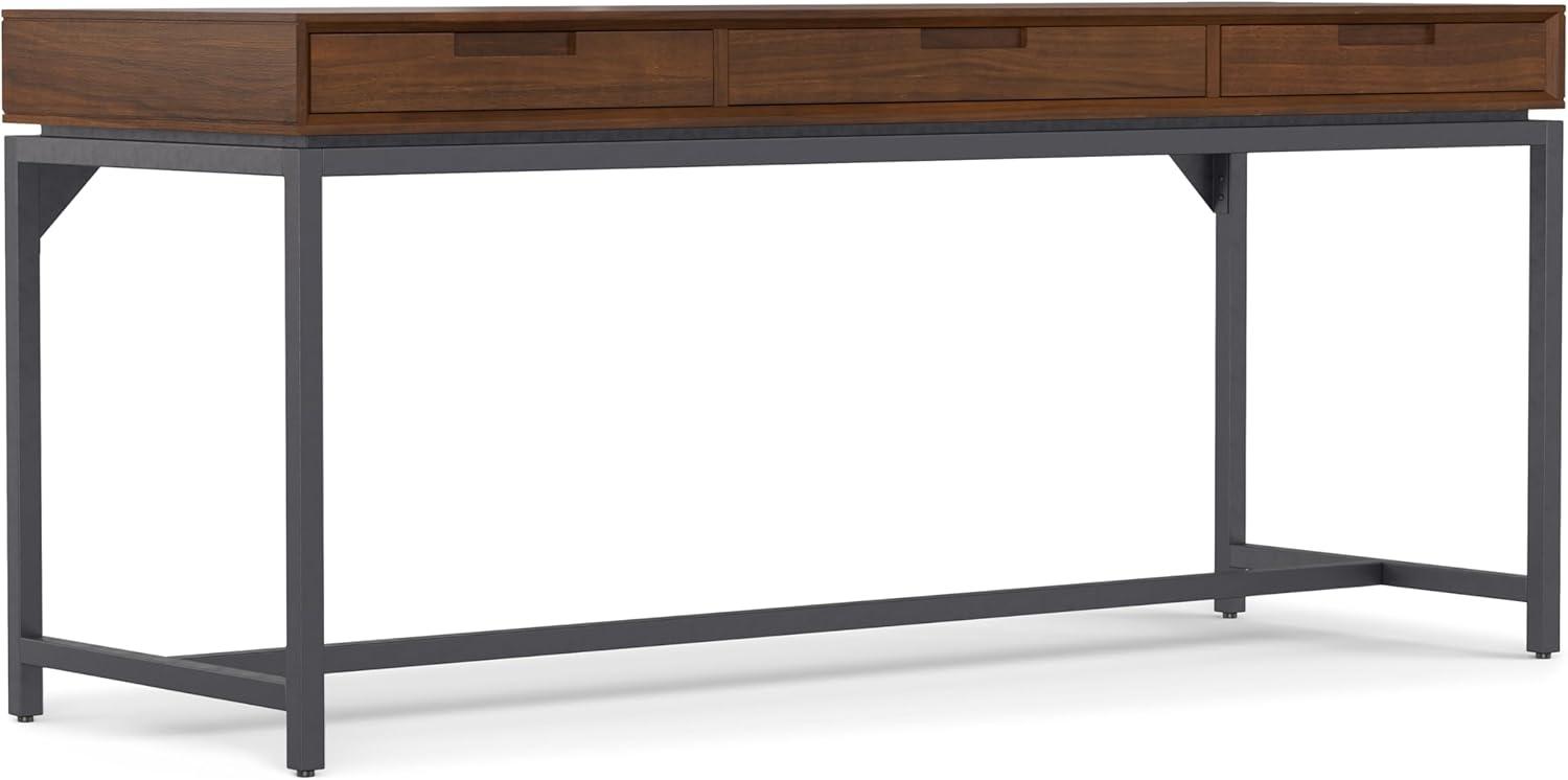 Walnut Veneer Executive Desk with Drawer and Keyboard Tray