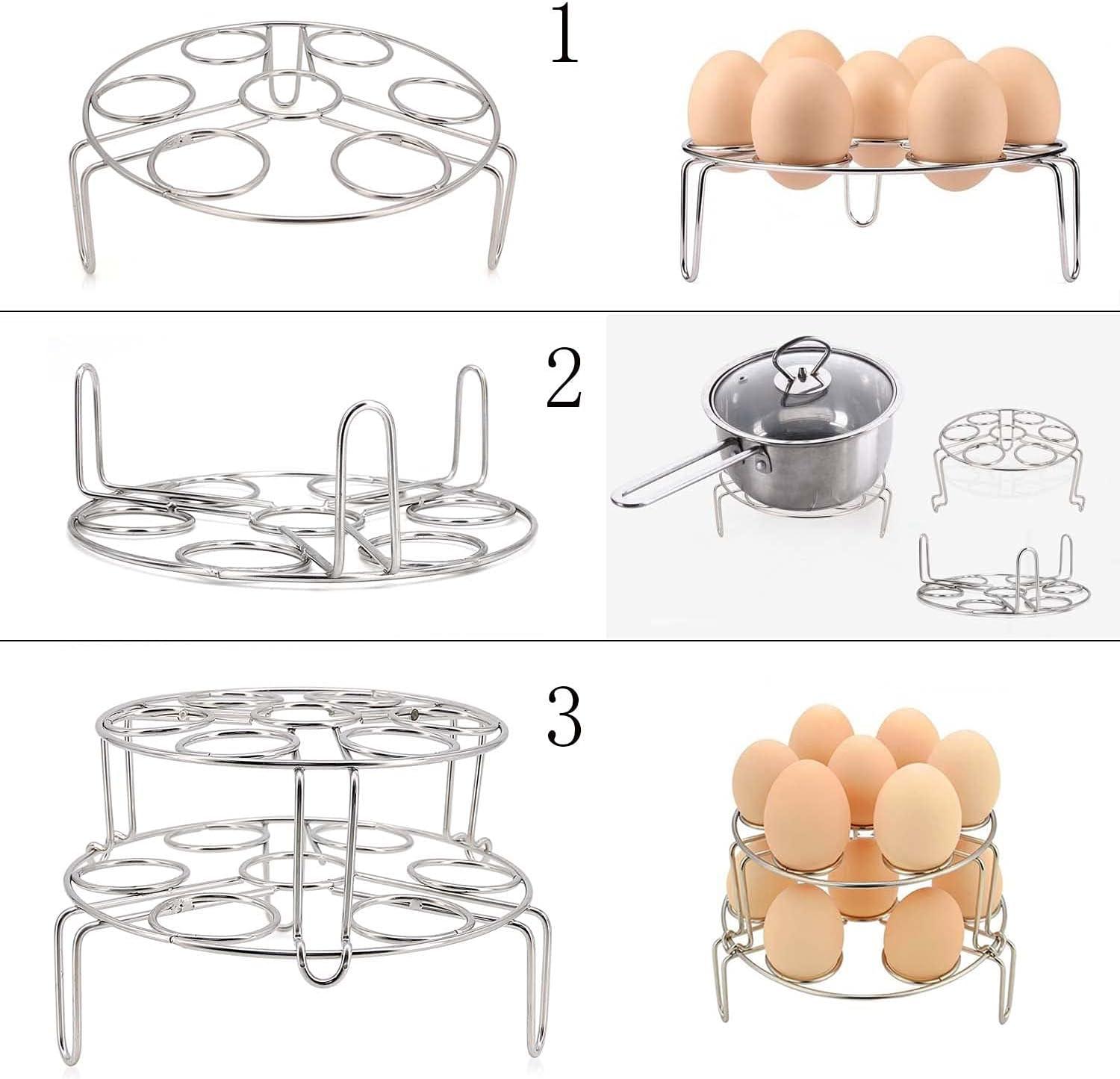 Egg Steamer Rack Trivet for Instant Pot Accessories 5 Qt, 6 Qt, 8 Qt Pressure Cooker 2 Pack Stackable 304 Stainless Steel Multipurpose Cooling Rack,Cooking