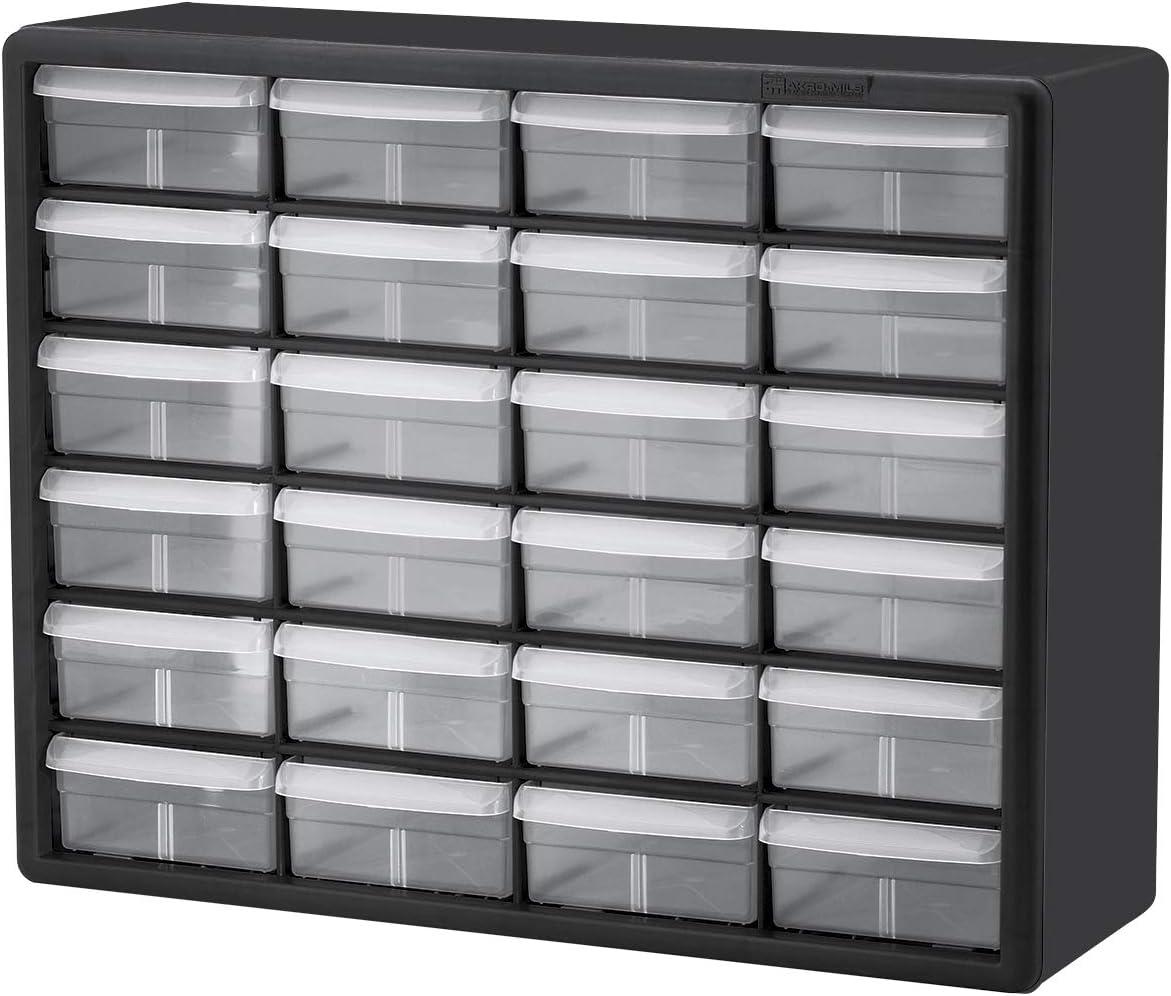 Black 24-Drawer Plastic Storage Cabinet Organizer