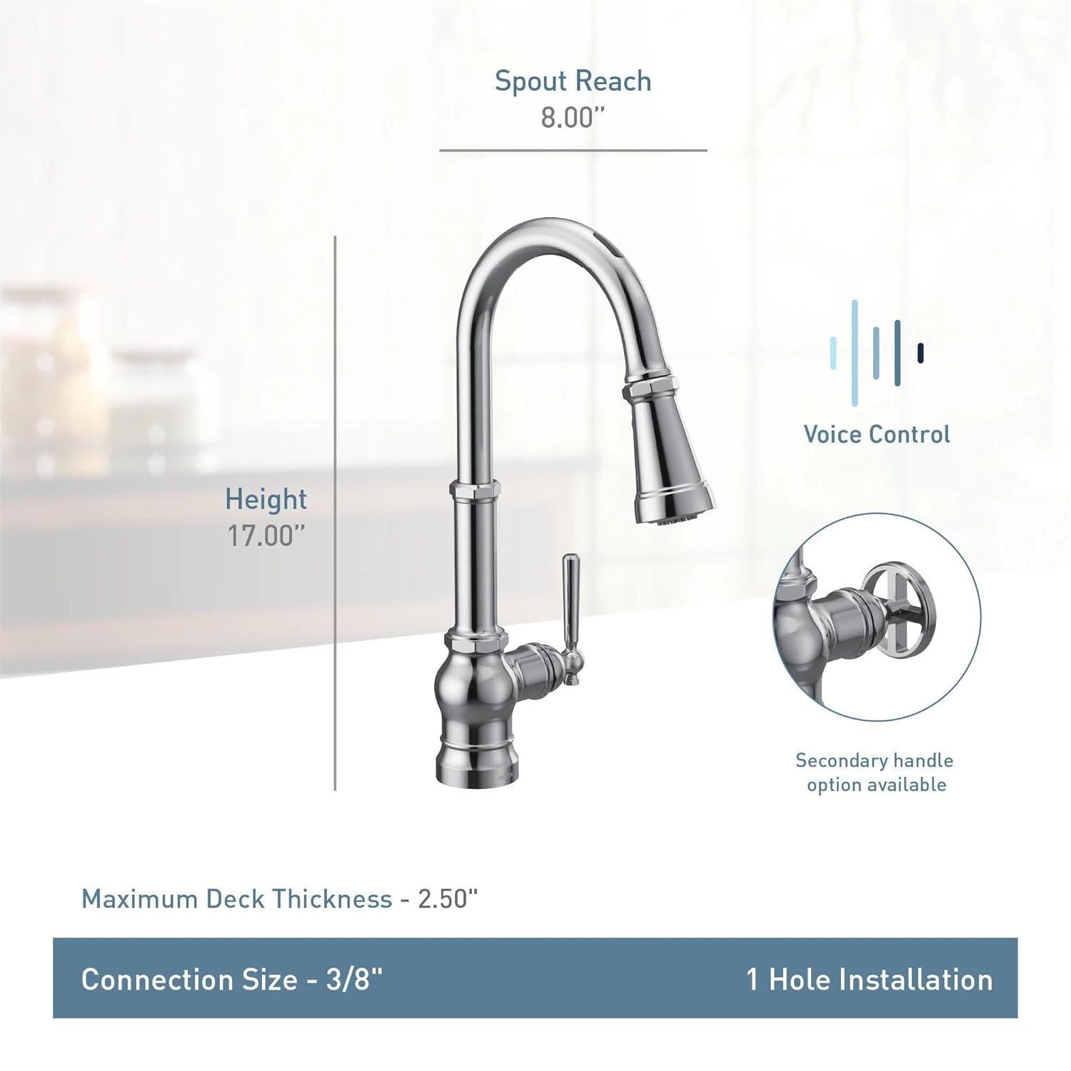 Moen Paterson Spot Resist Stainless Smart Faucet Touchless Pull Down Sprayer Kitchen Faucet with Voice Control and Power Boost, S72003EVSRS
