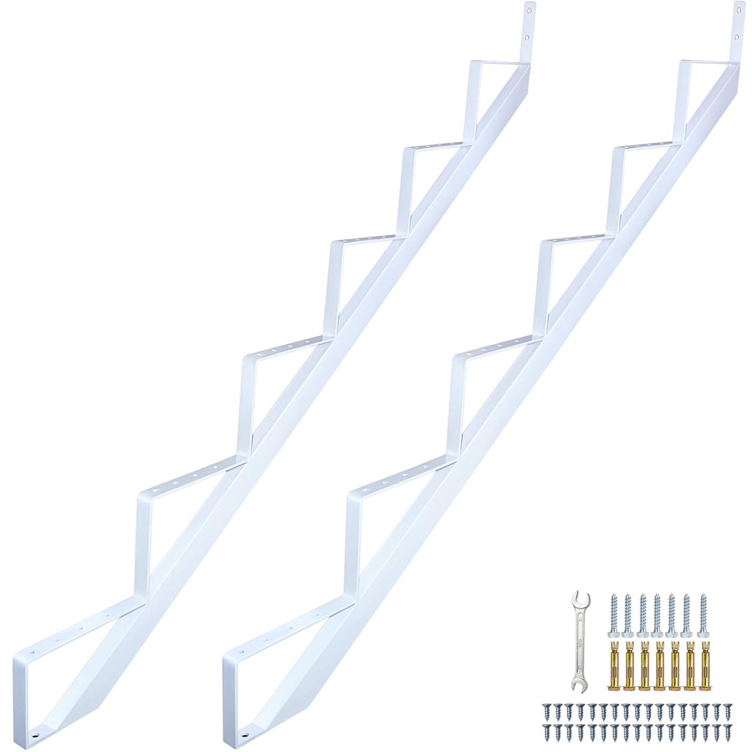 Steel Stair Stringer 6 Step, Metal Stair Stringers for Deck Height 49.6 inches, Steel Stair Step Riser for Outside Stairs (2Pack)