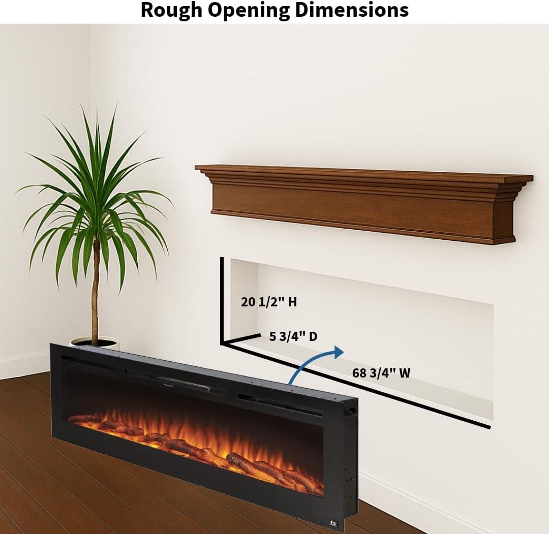 Touchstone The Sideline Electric Fireplace for Recessed or Wall Mount Installation