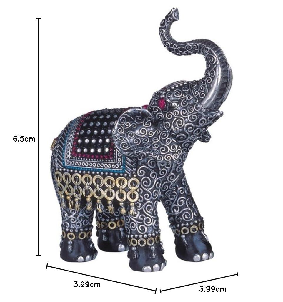 George S. Chen Imports SS-G-88051 Black Thai Elephant With Trunk Raised Collectible Figurine Statue